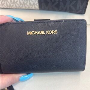 Michael Kors Black and Gold Saffiano Wallet